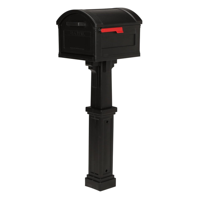 Extra Large Black Plastic Mailbox and Post Combo Kit