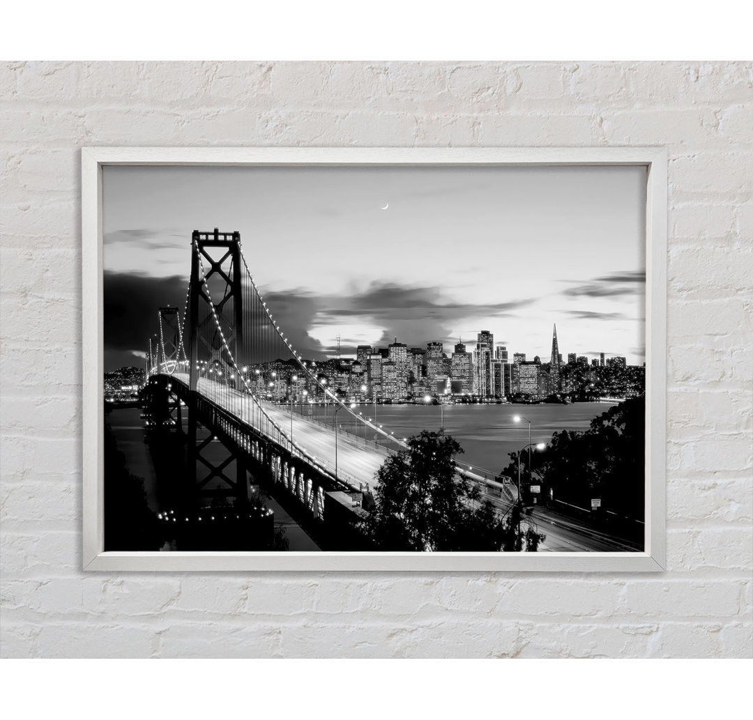 New York City von der Brooklyn Bridge B N W - Einzelbildrahmen Kunstdrucke auf Leinwand