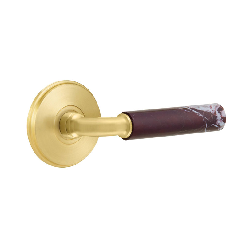 Ensemble de leviers de passage Emtek Select avec rosette Watford et tige R-Bar, levier en marbre Rosso Levanto (CF), Oui
