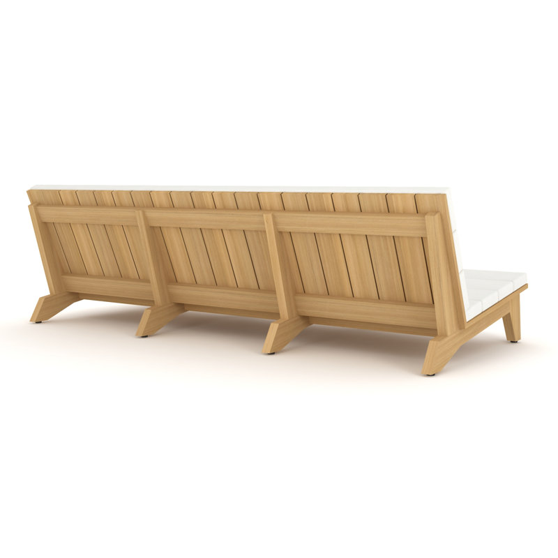 85.8" Premium Teak Sofa with Sunbelievable™ Cushions and Quick-Dry Foam, Fully Assembled (Sea Mist Grey)