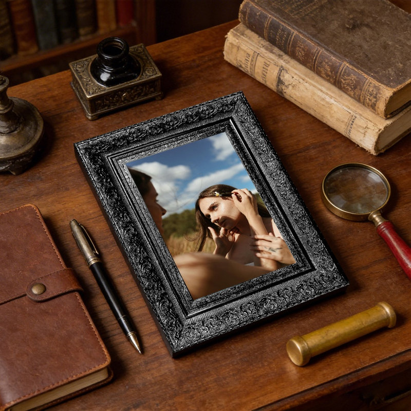 Cadre photo noir traditionnel 3 pièces 8 "x 10" avec support de table et crochets muraux