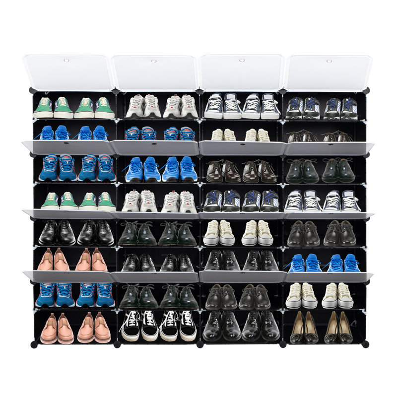 Avaeya Stackable Flip Down Shoe Storage, Black