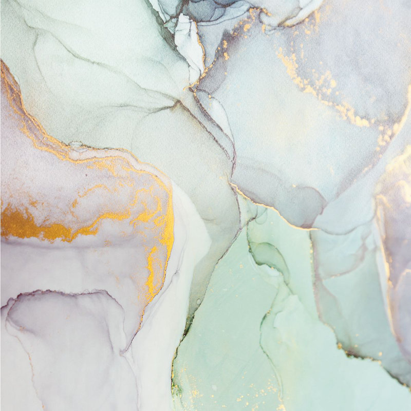 " Painted Blue Green Marbling ", 36" H x 36" W