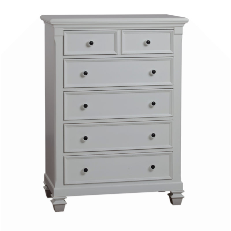 Commode 6 tiroirs Elleshia blanc pur