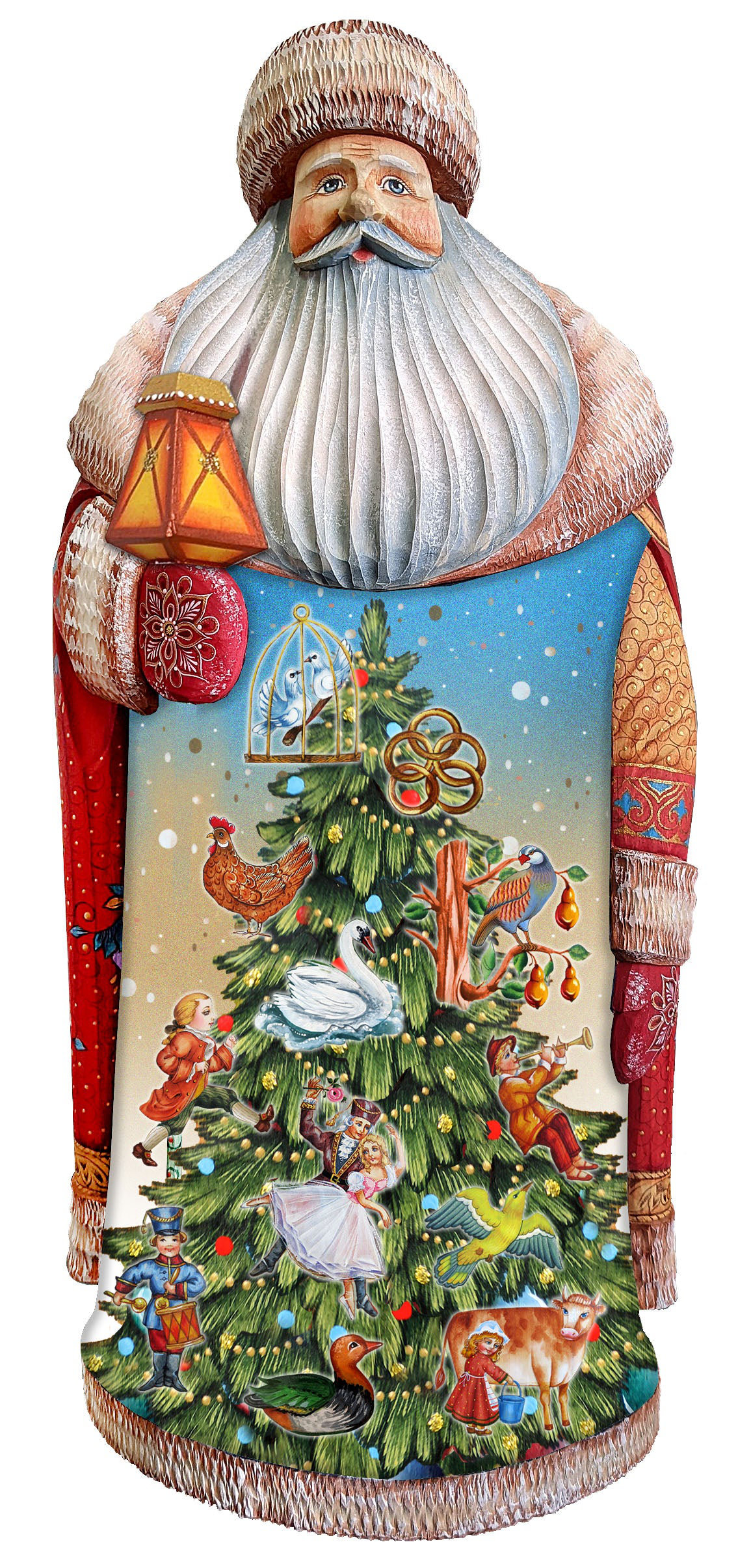 Evergreen and Crimson Santa Figurine