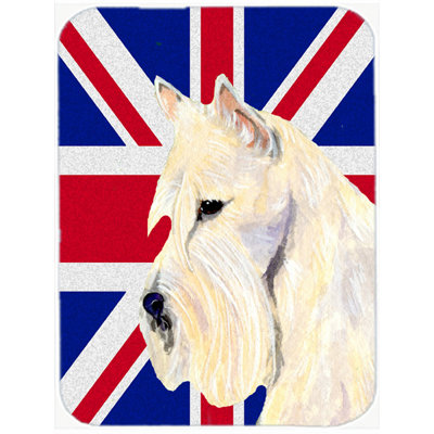 Caroline's Treasures Union Jack Scottish Terrier Wheaten with English British Flag Glass Cutting Board