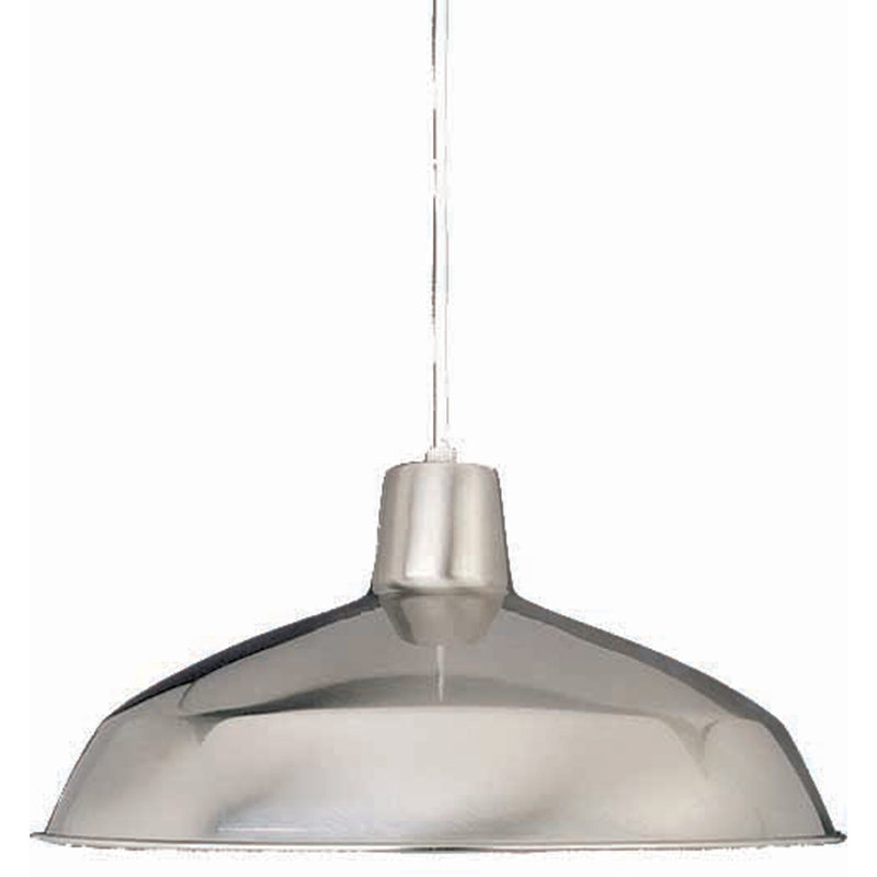  1-Light Indoor Brushed Nickel Inverted Bowl Barn Farmhouse Hanging Pendant, Brushed Nickel