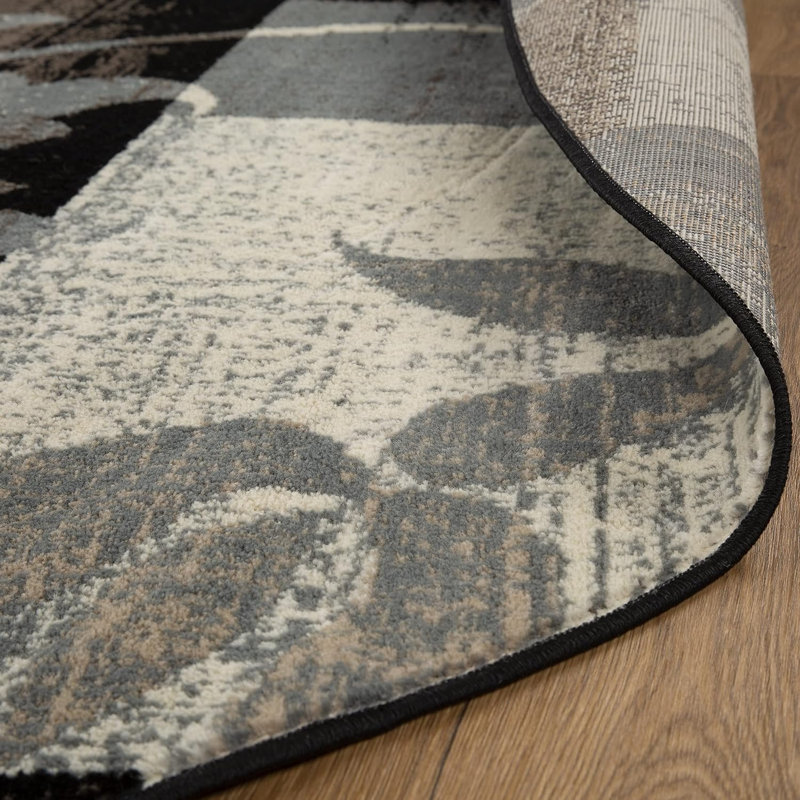Kianny Pastiche Contemporary Floral Patchwork Indoor Area Rug, Round 5'