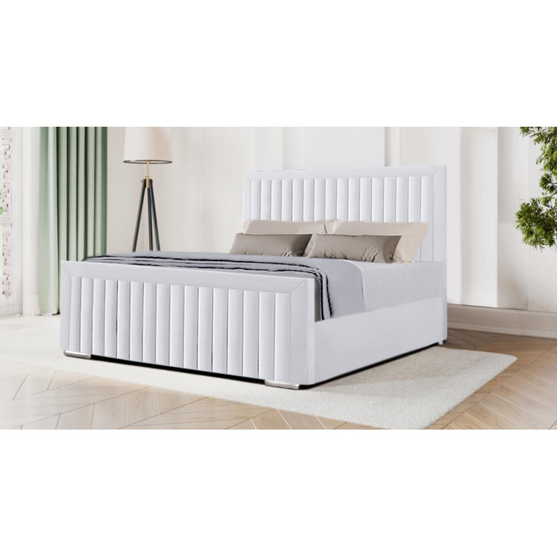 Miyon Upholstered Bed, White, Double (4'6)