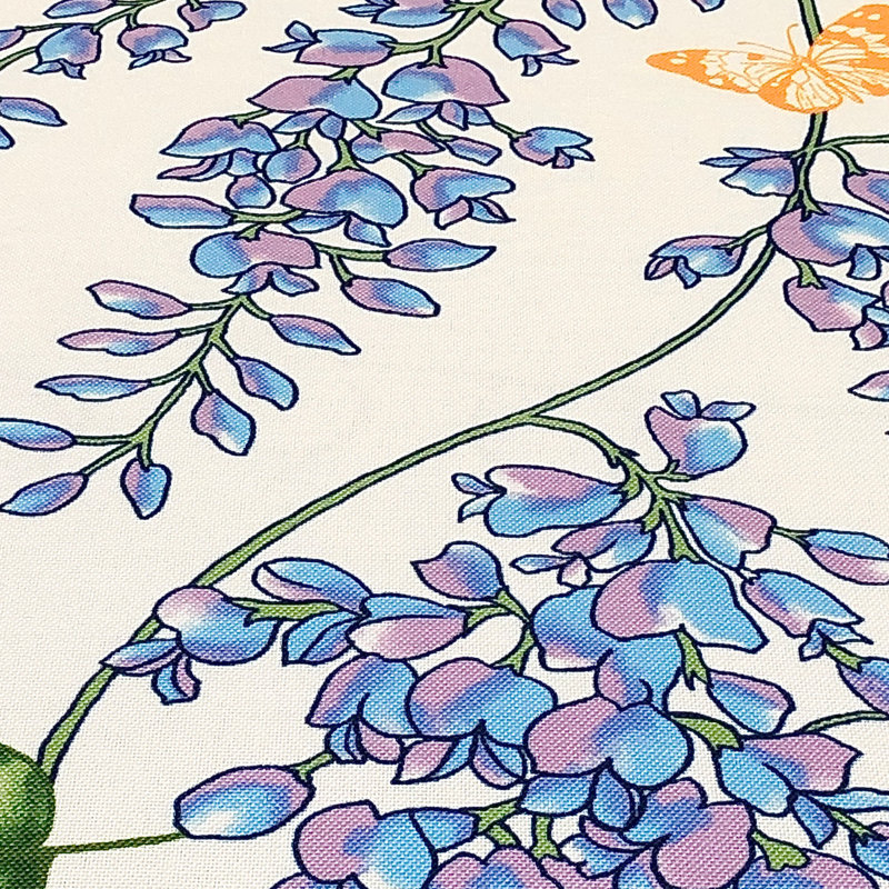 Spring Floral Wisteria Printed Nature Botanic Easy-Care Fabric Tablecloth, 70" L x 70" W