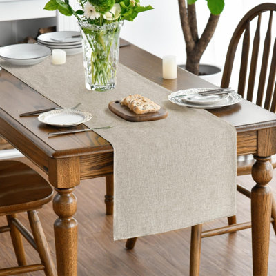 Light Brown Summer Table Runner 40x180 cm | Seasonal Fall Autumn Machine Washable Kitchen Dining Table Decoration for Home Party Decor