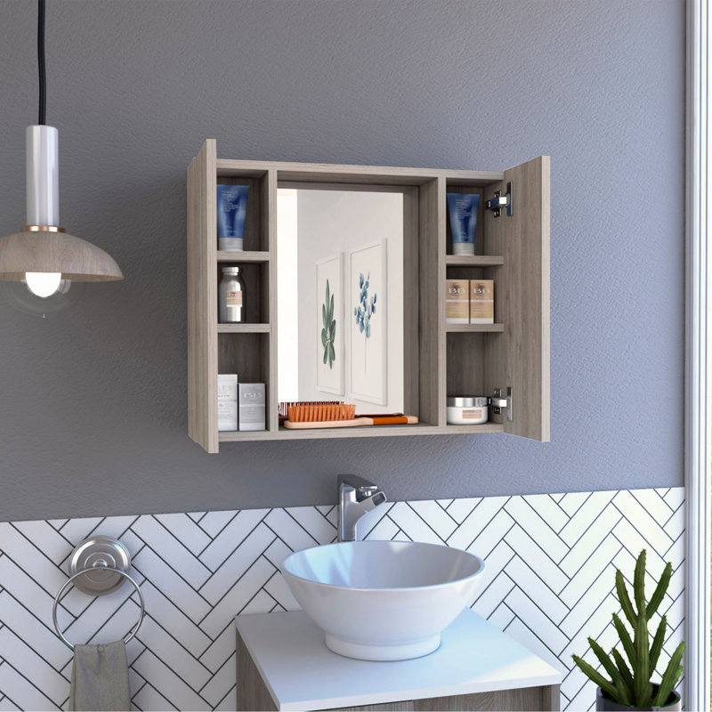Armoire à pharmacie Artemisa, double porte, miroir, une tablette extérieure