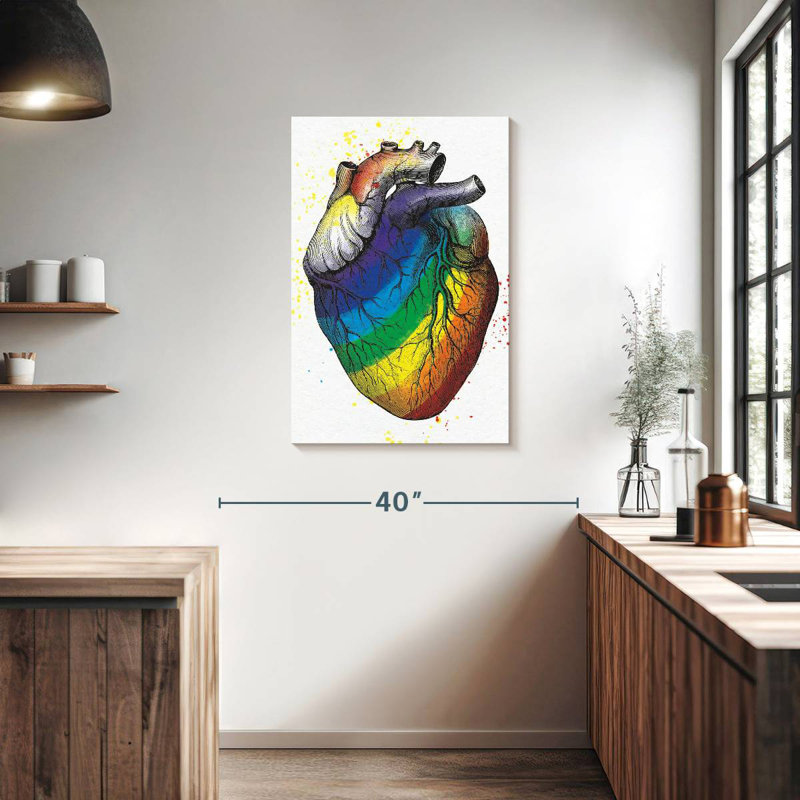 Cœur de couleur arc-en-ciel khazi, H 36 po x l 24 po