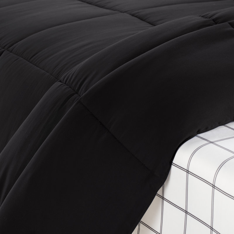 Twin XL Black and Gray Microfiber Reversible Bed in a Bag Set