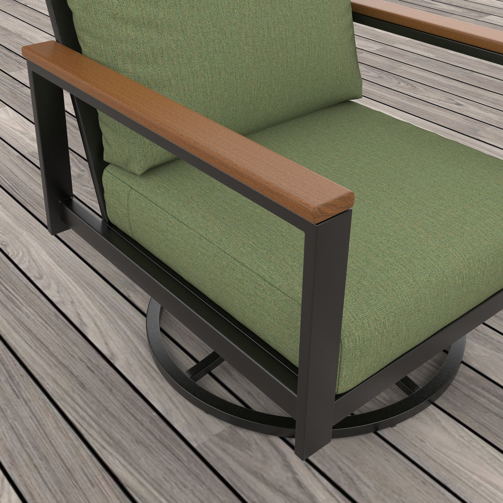 Townsend Outdoor Rocking Metal Chair with Sunbrella® Cushions, Green, Brown, Yes