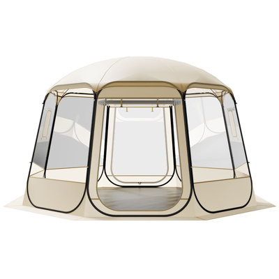 Tente pop up à bulles, 12 x 11,1 pieds imperméable et résistant aux rayons UV, abri de tente de camping transparent, tentes extérieures avec dôme de jardin avec fenêtres, vue panoramique à 540 °, pour patio de 10 à 12 personnes