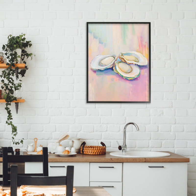 Giclée encadrée Pastel Oysters Harmony, design par The Prints Vibe, 20 x 16, Midnight Black Giclee Framed