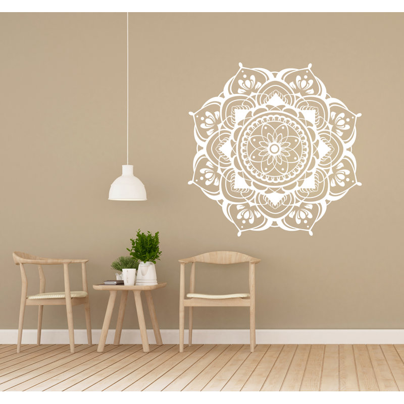 Adhésif décoratif Mandala Mehndi, 28 po x 28 po, Blanc