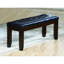 Banc 1Pc moderne avec siège d'aspect cuir capitonné capitonnage pieds en bois meubles de chambre à coucher finition brun cerise