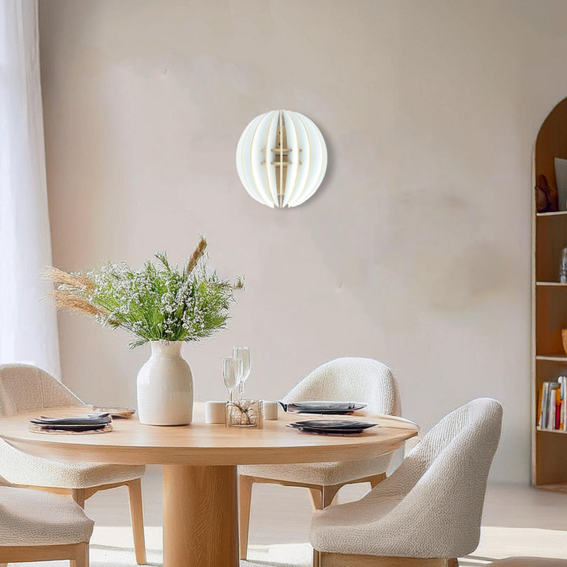 Lampe murale moderne demi-sphère blanche, 7,7 x 7,7 x 6,5 pouces | Corps en panneau de fibres à densité moyenne durable, douille E27 (40 W maximum) | Luminaire élégant pour la maison, le bureau ou la chambre à coucher | Conception élégante pour rehausser tout espace