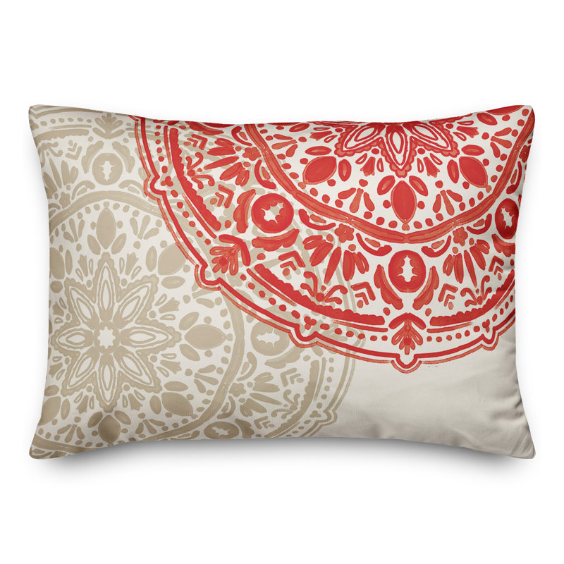 Housse et insert de coussin d'extérieur Juan, Blanc/rouge, Floral 6