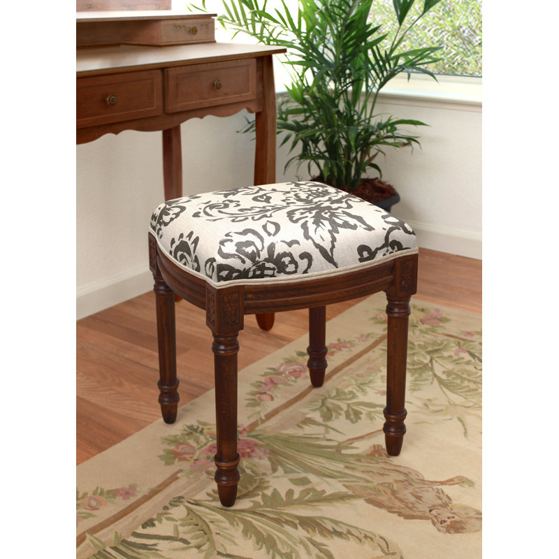 Tabouret de coiffeuse en lin Camey, Noyers, gris