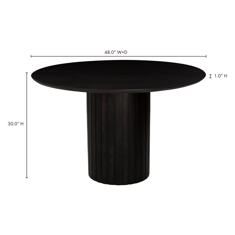 Povera Round Solid Wood Dining Table, Black