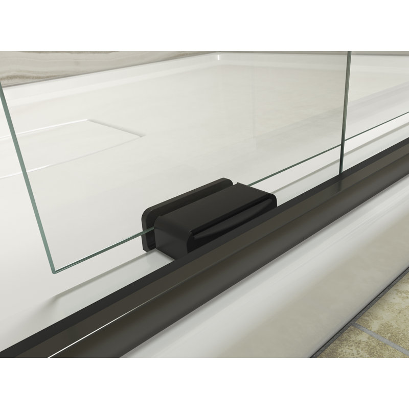 Levity 56.625" - 59.625" W 62.25" H Frameless Tub Door, Anodized Dark Bronze