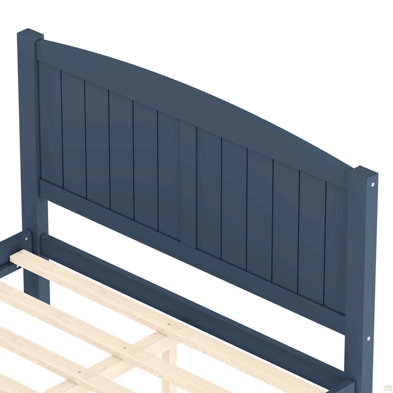 Lit plateforme double, lit plateforme en bois massif avec lattes de soutien et structure solide, sans sommier tapissier, bleu