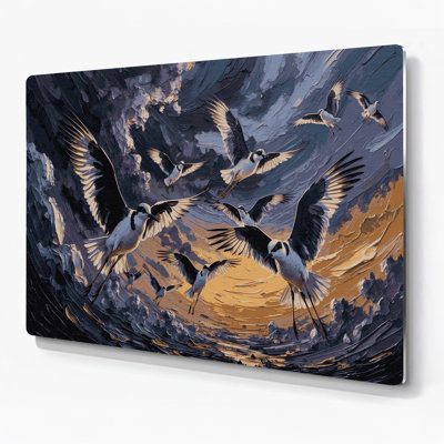 Oiseaux, art mural gris