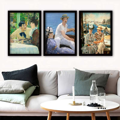 Superbe ensemble de peintures décoratives encadrées (3 pièces) de 21,7 po x 29,5 po chacune | Cadre 100% bois avec polystyrène de 0,8 pouce | Impression numérique UV | Parfait pour la décoration murale de salon, de bureau et de galerie