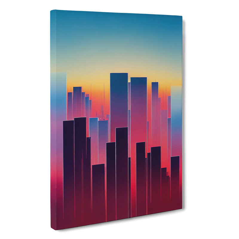 Classic City Skyline Abstract - Wall Art, Wrapped Canvas, 50cm H x 35cm W x 3cm D, No Matte