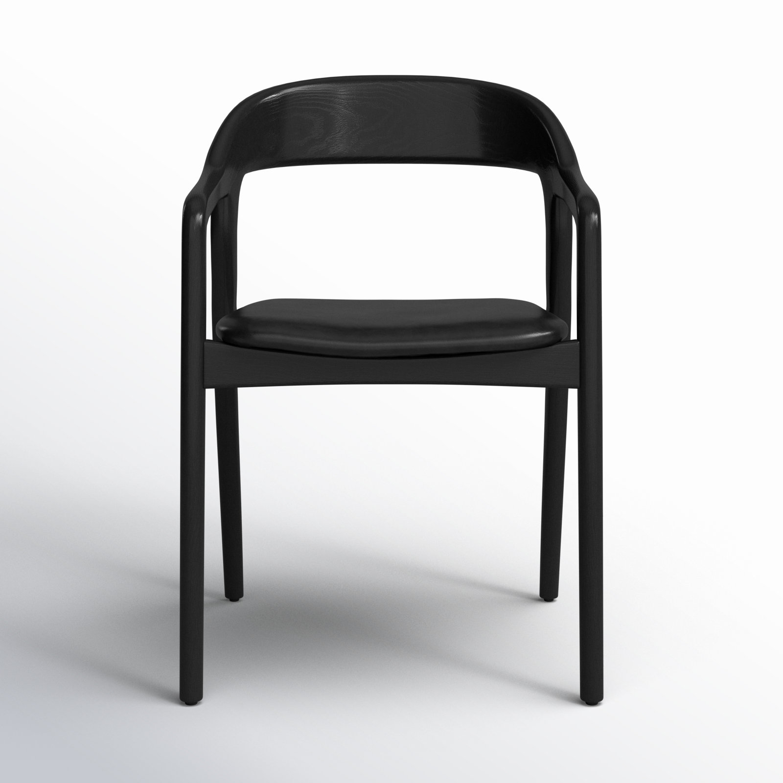 Kayla Leather Dining Armchair, Sonoma Black Genuine Leather, Black