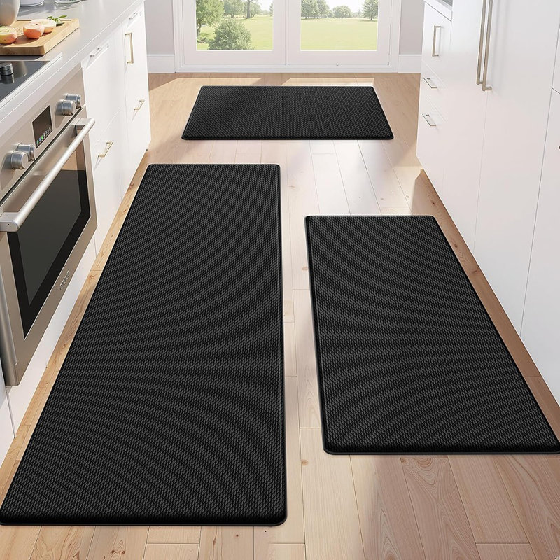 Tapis de cuisine Kitchenclouds - noir - rembourré anti-fatigue, imperméable, antidérapant, confortable et confortable