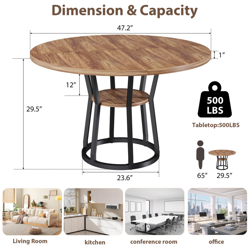 Round Metal Base Dining Table
