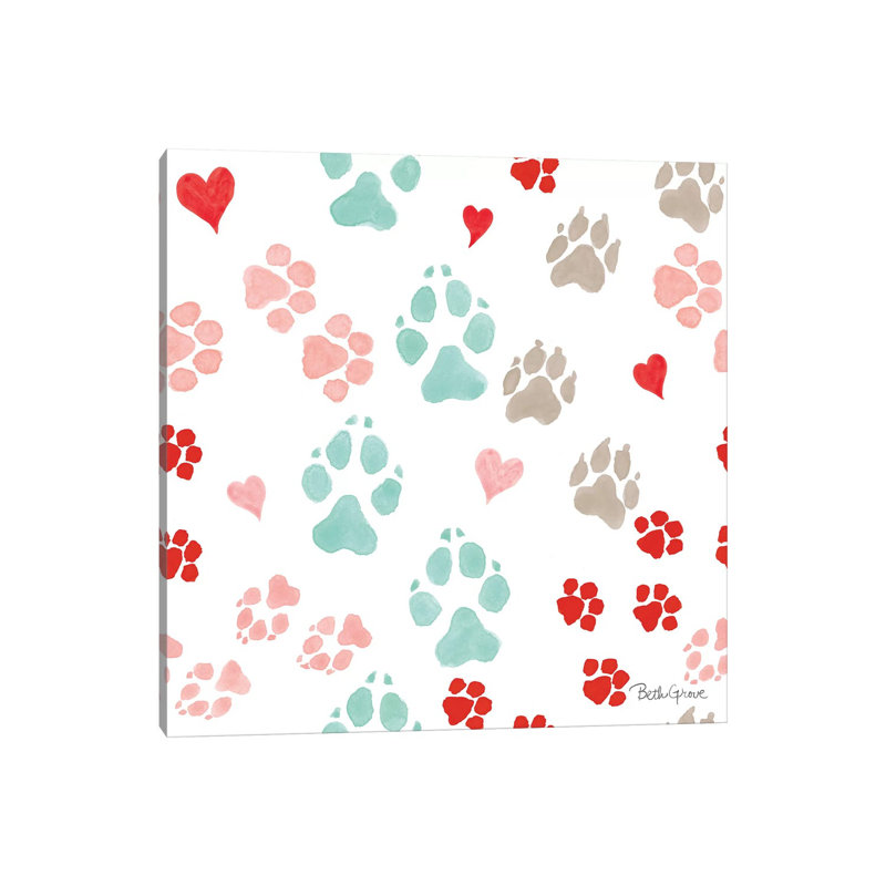 Paws Of Love Pattern IIIA by Beth Grove - Wrapped Canvas Print, 66.04 cm H x 66.04 cm W x 3.175 cm D