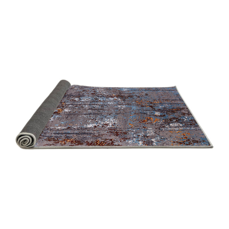 Tapis abstrait bleu / brun, Rond 8 pi