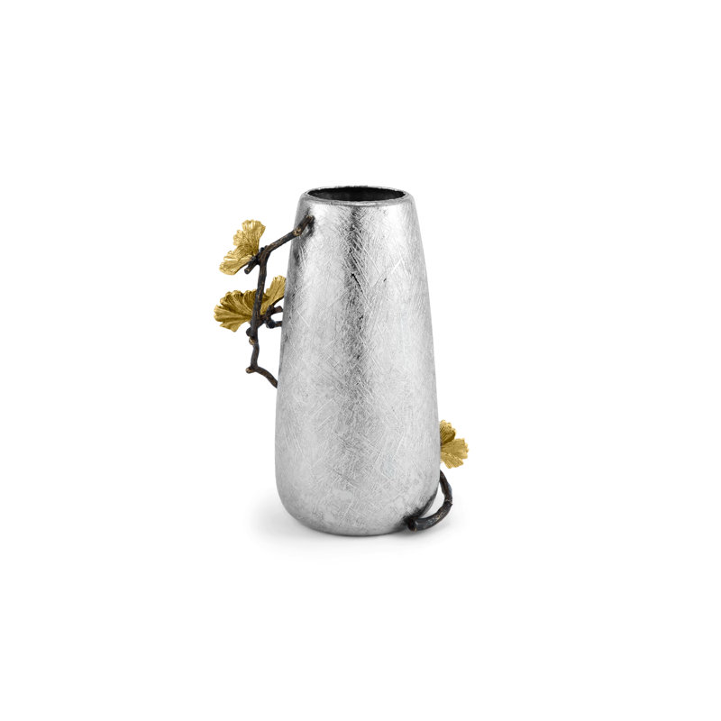 Butterfly Ginkgo Vase, 8" H x 6" W x 5.5" D