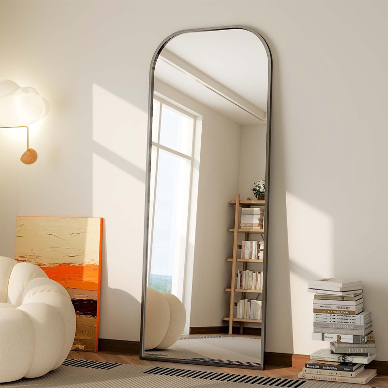 Marialys Aluminum Rectangle Floor Mirror, Black