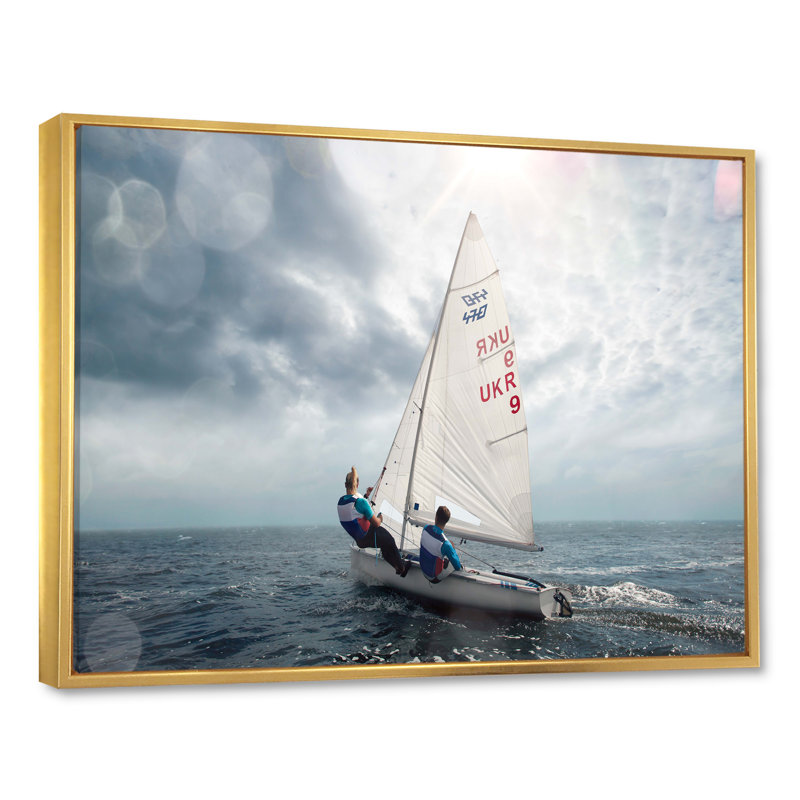 «Race Yachting Sailing Regatta I», reproduction sur toile, Cadre flottant doré, H 12 po x l 20 po x P 1 po