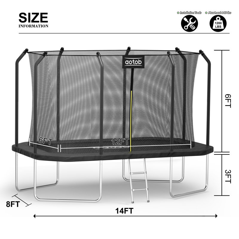Trampoline AOTOB 14X8FT, Noir