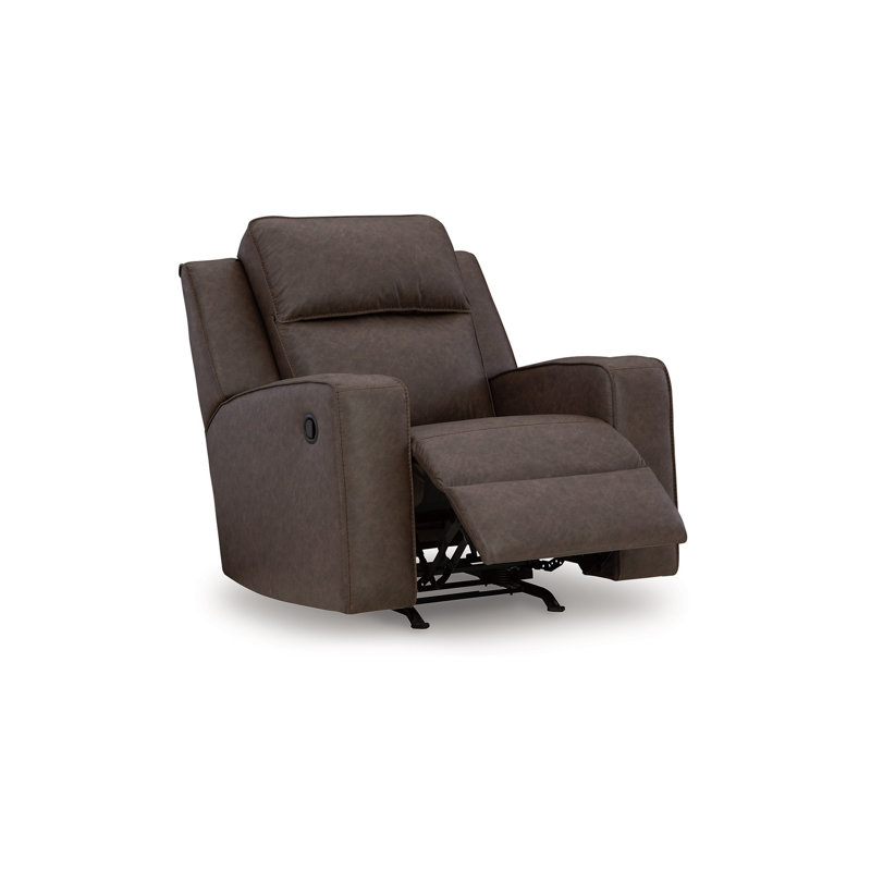 Livie Faux Leather Recliner, Granite Gray Brown