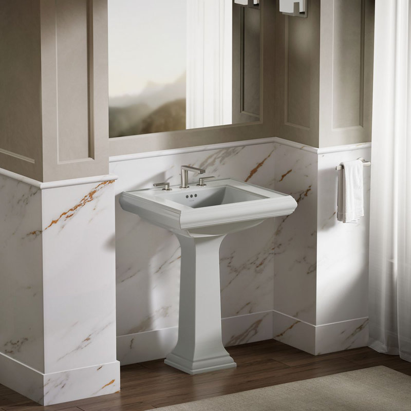 Memoirs® Rectangular Pedestal Bathroom Sink with Overflow, Ice Gray, 8'' Centers