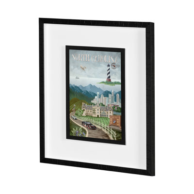 North Carolina a Framed Art Print Matted under Glass