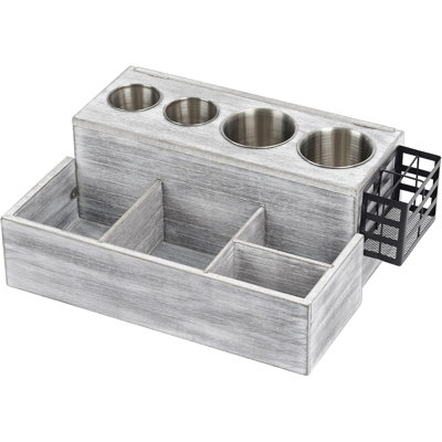 Rangement pour outils de cheveux, support pour séchoir à cheveux en bois et porte-séchoir pour comptoir de salle de bain, support de rangement de meuble-lavabo pour accessoires, maquillage, articles de toilette
