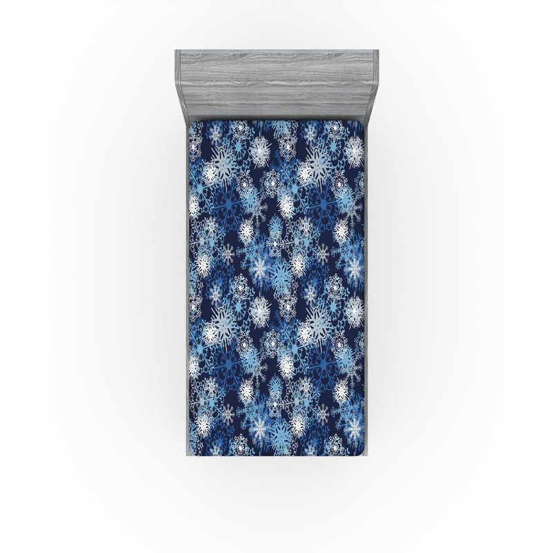 Drap-housse Ambesonne, paquet de 2, Drap-housse de taille simple, Bleu pâle / floral bleu foncé