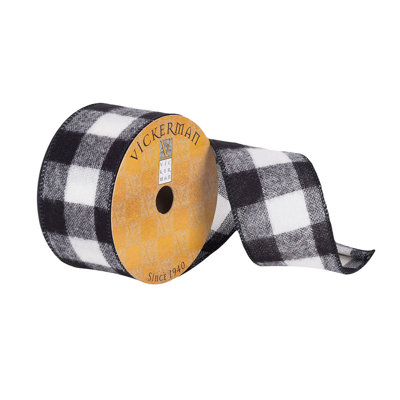 2.5" x 10 Yards White Soft Plaid Christmas Ribbon