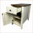 Farmhouse Nightstand with Charging Station, Barn Door & Drawer, Brown+White-558889179