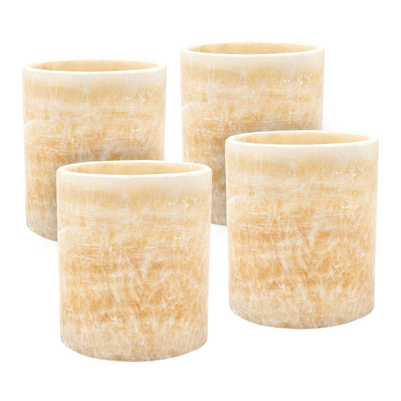 Ensemble de 4 tasses à bougie en marbre - jaune, 4