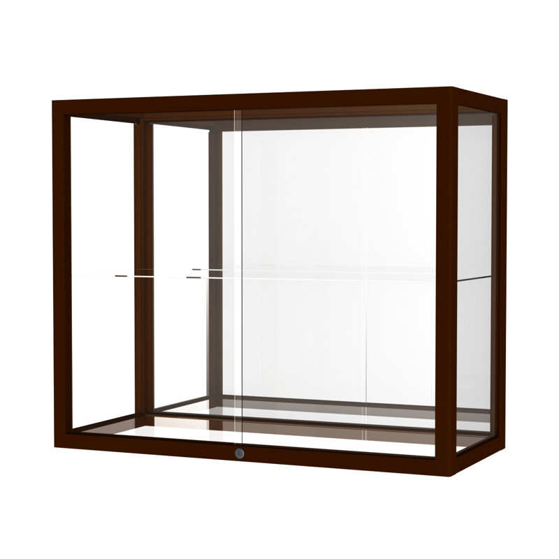 Cordovan Hardwood Wall Mounted Display Case with Tempered Glass - 36" x 30"
